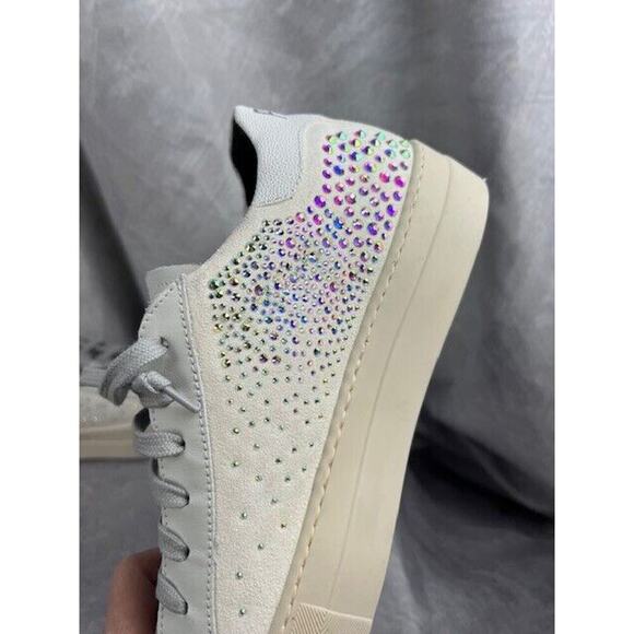 P448 "Thea" Sneaker in Galu w/Rhinestones (Cream/Gray) Sz US - 8.5, Eu - 39 - Picture 7 of 9